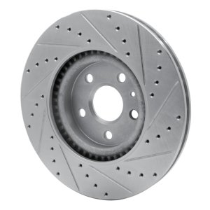 Cadillac CTS Brake Rotor (1) - Front Left - R1 Concepts - Drilled & Slotted - Silver - `08-`17